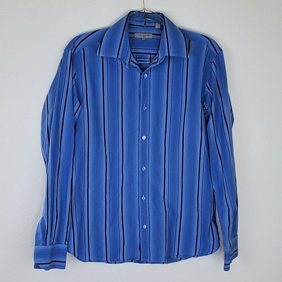 TED BAKER LONDON Blue Striped Button-Up Shirt, 3 - Picture 1 of 4